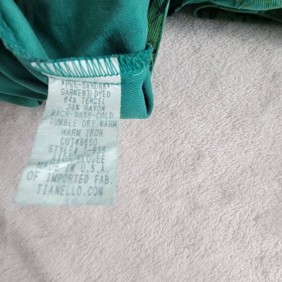 Tianello Womens Turquoise Asian Geisha Dynasty Blouse Button Up Size XS Casual - Picture 5 of 8